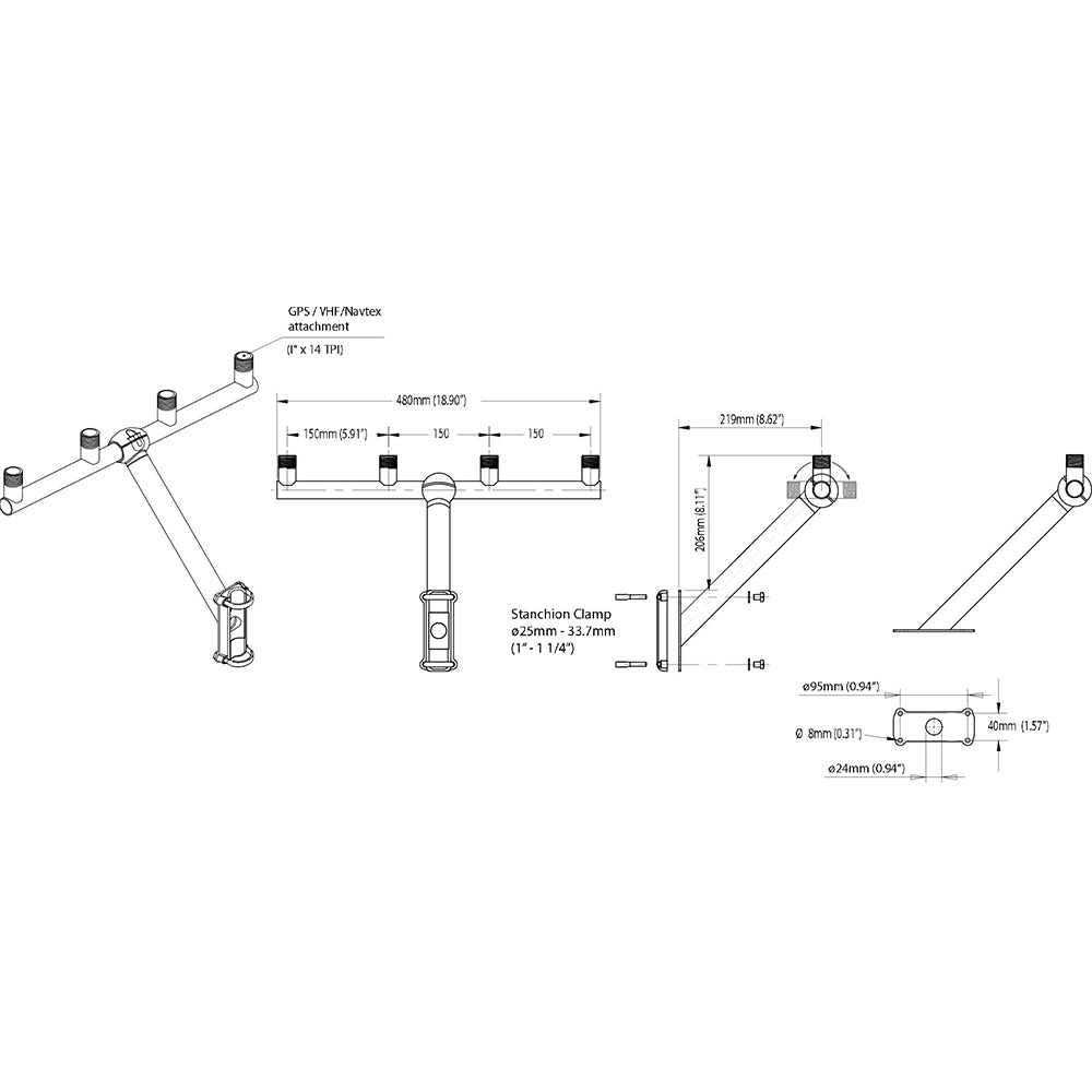 Scanstrut TB-01 T-Bar Mount f/GPS/VHF Antenna [TB-01] - BuoyMart.com  Antenna Mounts & Accessories Scanstrut