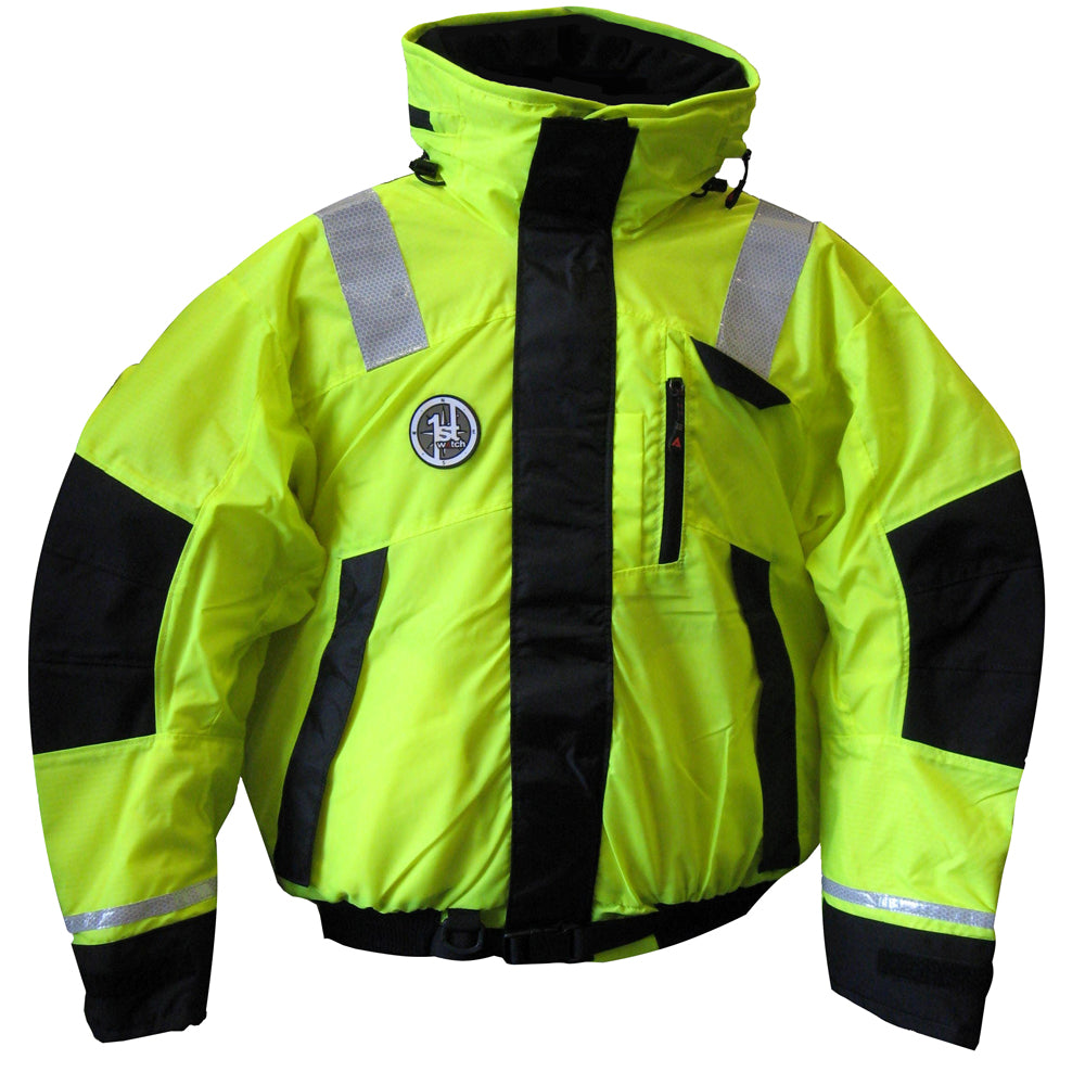 First Watch AB-1100 Flotation Bomber Jacket - Hi-Vis Yellow/Black - Small [AB-1100-HV-S] - BuoyMart.com  Flotation Coats/Pants First Watch