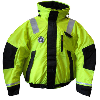 First Watch AB-1100 Flotation Bomber Jacket - Hi-Vis Yellow/Black - Small [AB-1100-HV-S] - BuoyMart.com  Flotation Coats/Pants First Watch