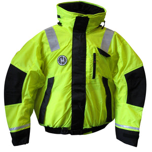 First Watch AB-1100 Flotation Bomber Jacket - Hi-Vis Yellow/Black - Large [AB-1100-HV-L] - BuoyMart.com  Flotation Coats/Pants First Watch
