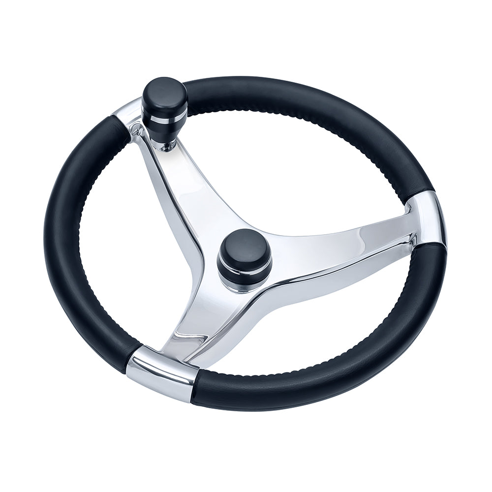 Schmitt Marine Evo Pro 316 Cast Stainless Steel Steering Wheel w/Control Knob - 15.5" Diameter [7241521FGK] - BuoyMart.com  Steering Wheels Schmitt Marine
