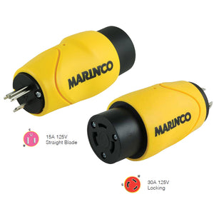 Marinco Straight Adapter 15Amp Straight Male to 30Amp Locking Female Connector [S15-30] - BuoyMart.com  Shore Power Marinco