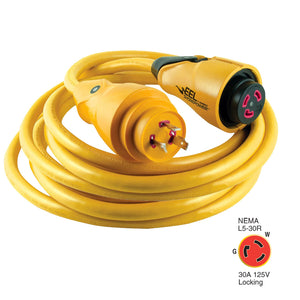 Marinco CS30-50 EEL 30A 125V Shore Power Cordset - 50' - Yellow [CS30-50] - BuoyMart.com  Shore Power Marinco
