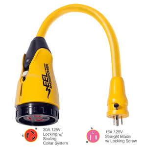Marinco P15-30 EEL 30A-125V Female to 15A-125V Male Pigtail Adapter - Yellow [P15-30] - BuoyMart.com  Shore Power Marinco
