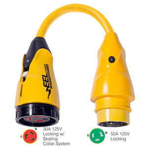 Marinco P503-30 EEL 30A-125V Female to 50A-125V Male Pigtail Adapter - Yellow [P503-30] - BuoyMart.com  Shore Power Marinco