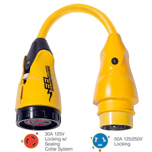 Marinco P504-30 EEL 30A-125V Female to 50A-125/250V Male Pigtail Adapter - Yellow [P504-30] - BuoyMart.com  Shore Power Marinco