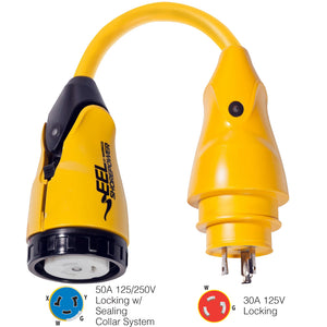 Marinco P30-504 EEL 50A-125/250V Female to 30A-125V Male Pigtail Adapter - Yellow [P30-504] - BuoyMart.com  Shore Power Marinco