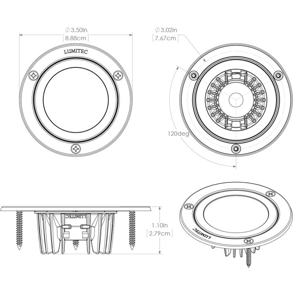 Lumitec Shadow - Flush Mount Down Light - Polished SS Finish - 3-Color Red/Blue Non Dimming w/White Dimming [114118] - BuoyMart.com  Dome/Down Lights Lumitec