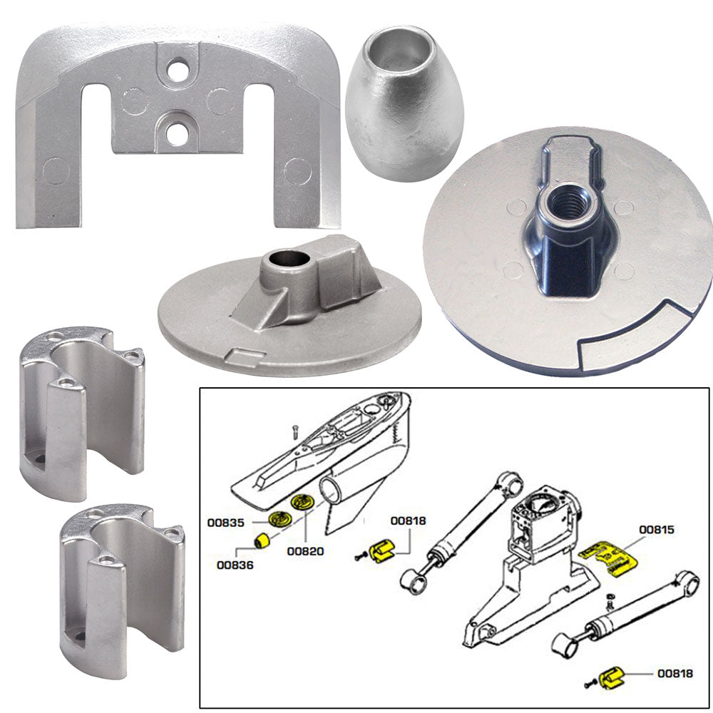 Tecnoseal Anode Kit w/Hardware - Mercury Bravo 3 2004-Present - Zinc [20805] - BuoyMart.com  Anodes Tecnoseal