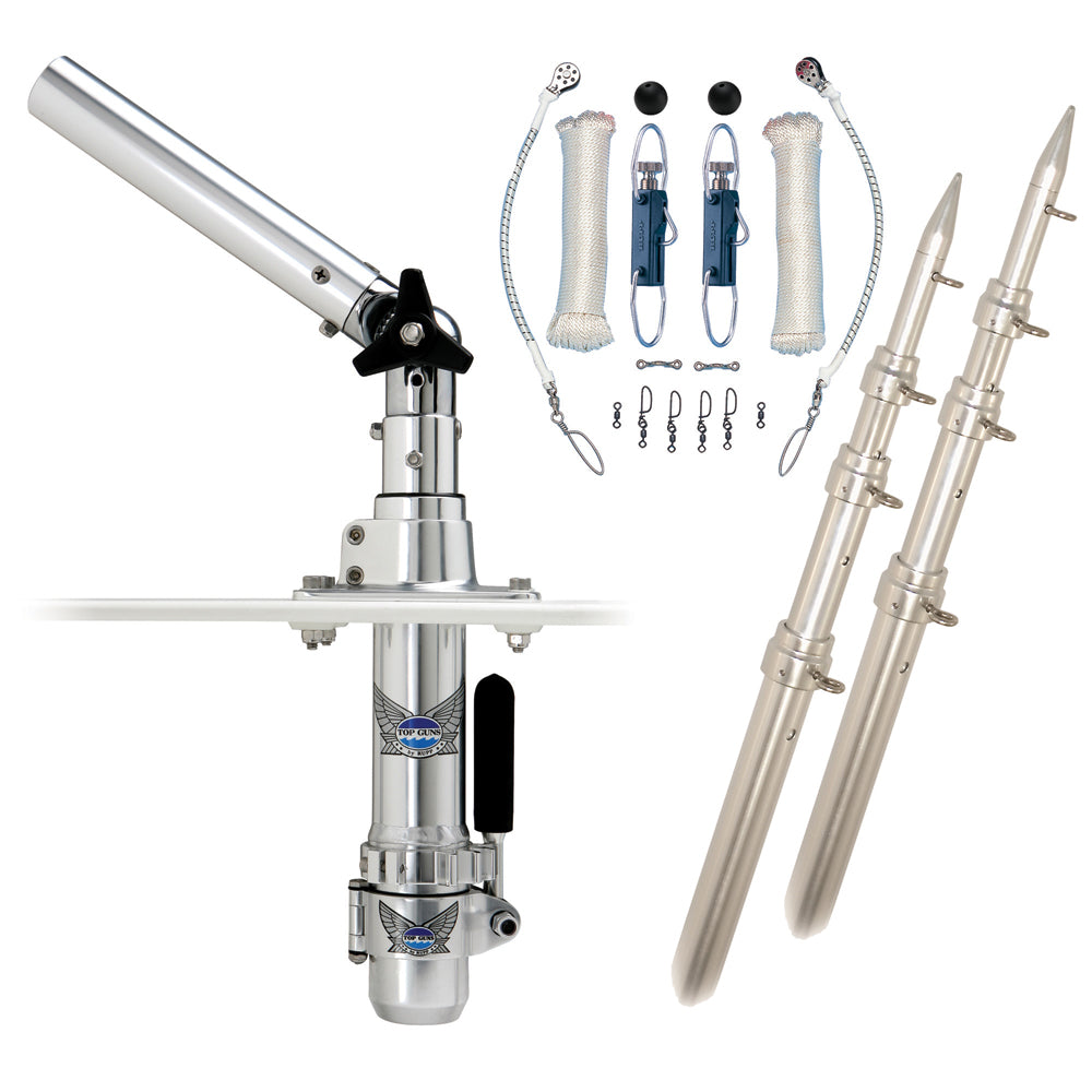 Rupp Classic Top Gun Outrigger Kit w/15' Poles & Complete Single Line Rigging Kit w/Klickers Release Clips [RAD-TPGN-15T] - BuoyMart.com  Outriggers Rupp Marine