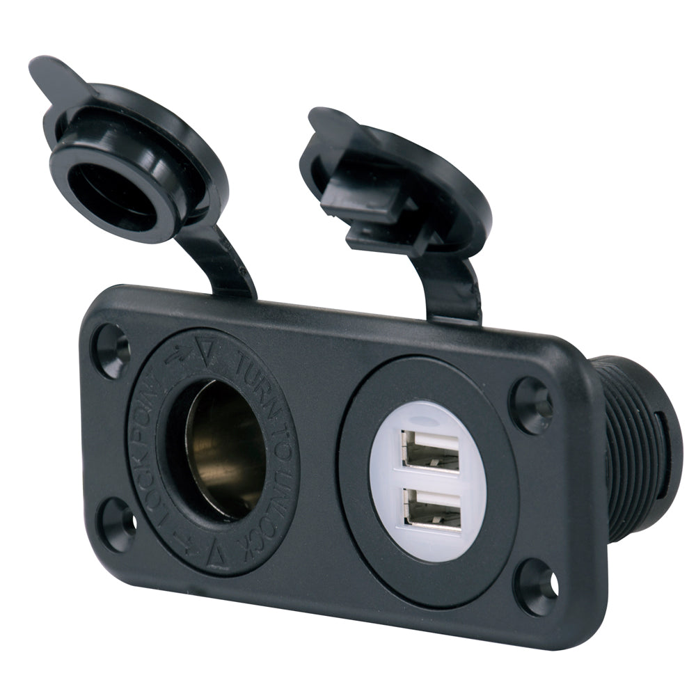 Marinco SeaLink Deluxe Dual USB Charger & 12V Receptacle [12VCOMBO] - BuoyMart.com  Accessories Marinco