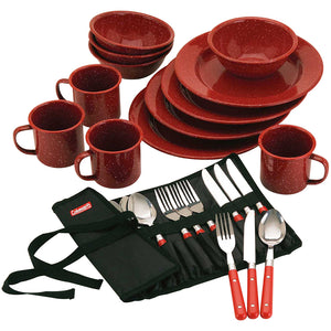 Coleman 24-Piece Speckled Enamelware Cook Set - Red [2000016407] - BuoyMart.com  Accessories Coleman