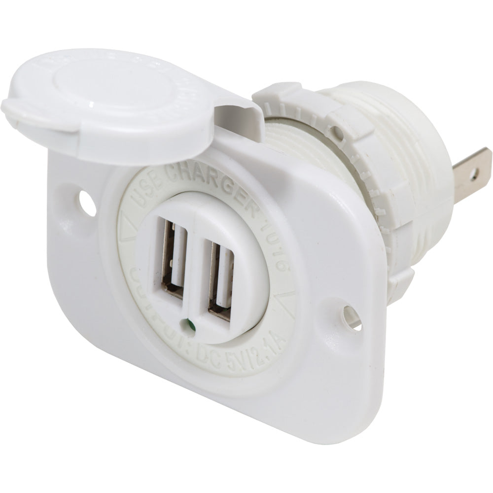 Blue Sea 12V DC Dual USB Charger Socket - White [1016200] - BuoyMart.com  Accessories Blue Sea Systems