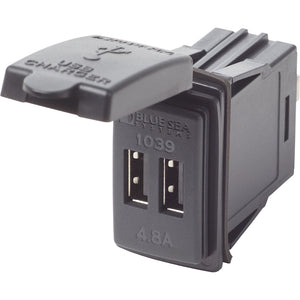 Blue Sea Dual USB Charger - 24V Contura Mount [1039] - BuoyMart.com  Accessories Blue Sea Systems