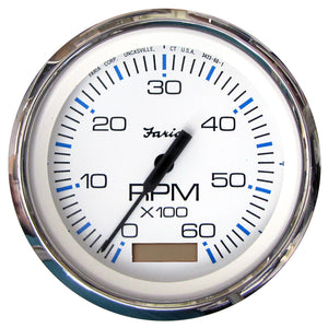 Faria Chesapeake White SS 4" Tachometer w/Hourmeter - 6000 RPM (Gas)(Inboard) [33832] - BuoyMart.com  Gauges Faria Beede Instruments