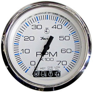 Faria Chesapeake White SS 4" Tachometer w/Systemcheck Indicator - 7000 RPM (Gas) (Johnson/Evinrude Outboard) [33850] - BuoyMart.com  Gauges Faria Beede Instruments