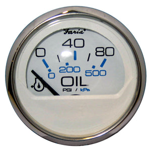 Faria Chesapeake White SS 2" Oil Pressure Gauge (80 PSI) [13802] - BuoyMart.com  Gauges Faria Beede Instruments