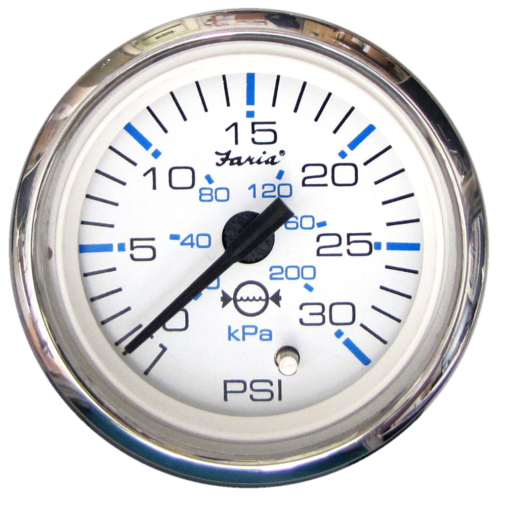 Faria Chesapeake White SS 2" Water Pressure Gauge (30 PSI) [13812] - BuoyMart.com  Gauges Faria Beede Instruments