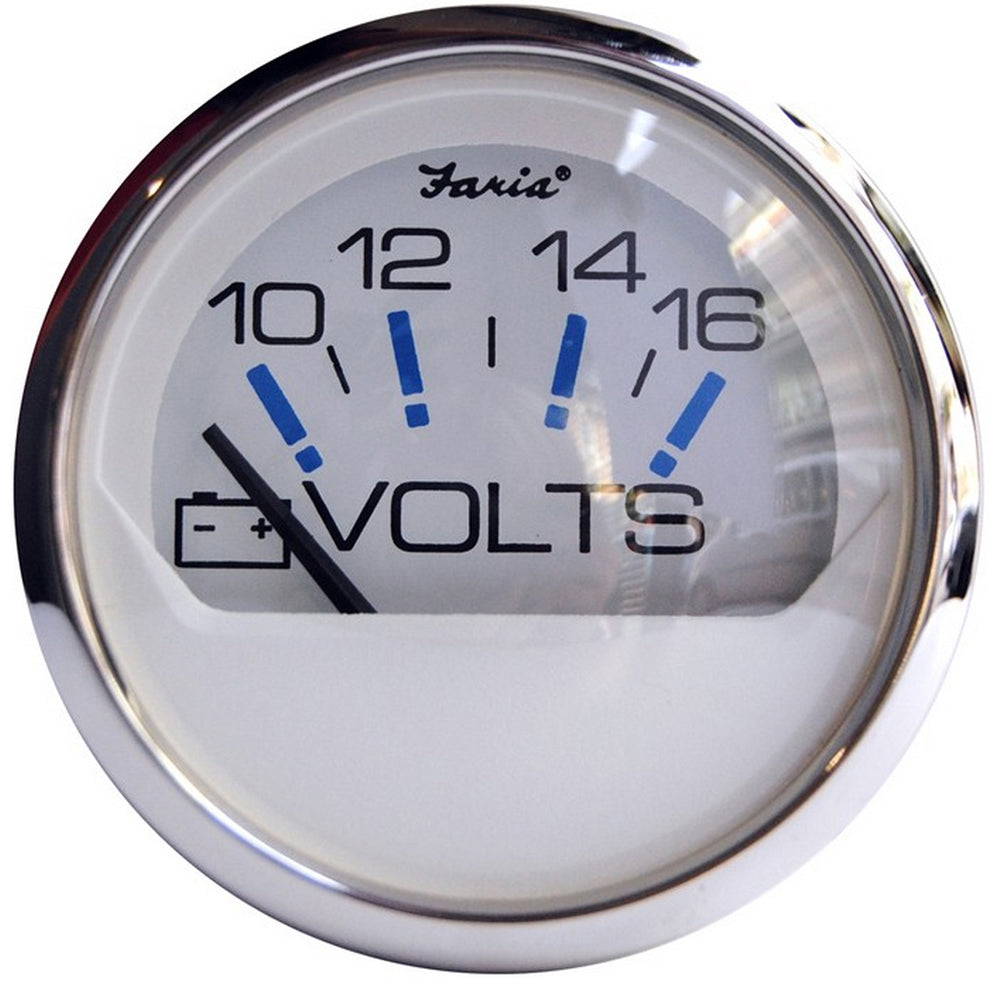 Faria Chesapeake White SS 2" Voltmeter (10-16 VDC) [13805] - BuoyMart.com  Gauges Faria Beede Instruments