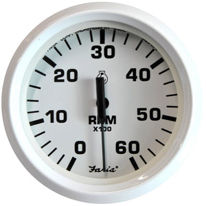 Faria Dress White 4" Tachometer - 6000 RPM (Gas) (Inboard  I/O) [33103] - BuoyMart.com  Gauges Faria Beede Instruments