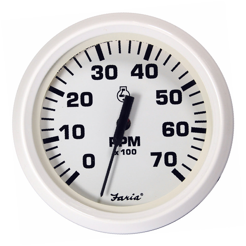 Faria Dress White 4" Tachometer - 7000 RPM (Gas) (All Outboards) [33104] - BuoyMart.com  Gauges Faria Beede Instruments
