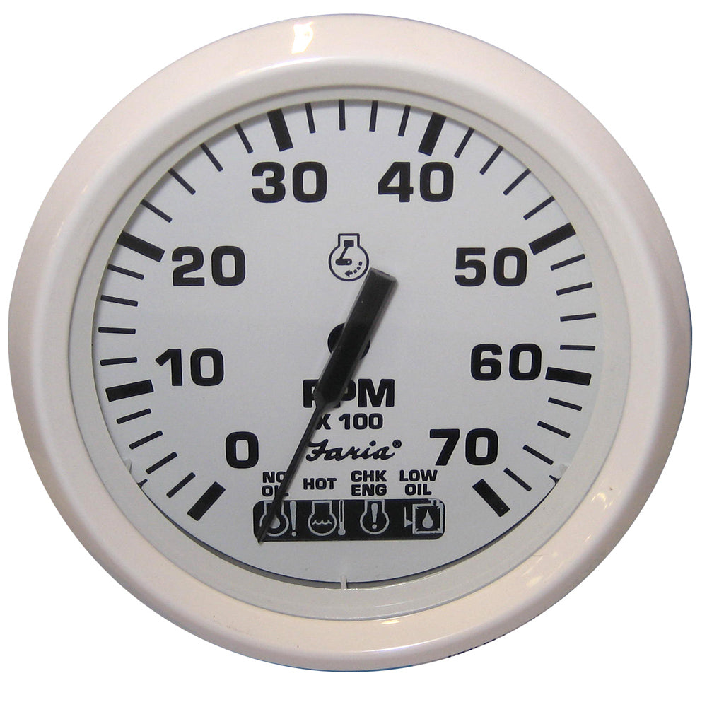 Faria Dress White 4" Tachometer w/Systemcheck Indicator - 7000 RPM (Gas) (Johnson / Evinrude Outboard) [33150] - BuoyMart.com  Gauges Faria Beede Instruments