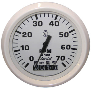 Faria Dress White 4" Tachometer w/Systemcheck Indicator - 7000 RPM (Gas) (Johnson / Evinrude Outboard) [33150] - BuoyMart.com  Gauges Faria Beede Instruments