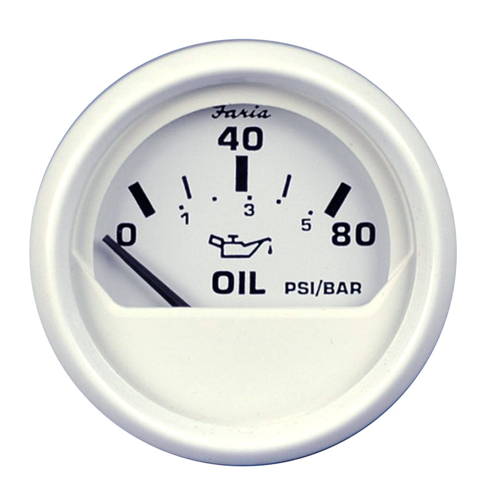 Faria Dress White 2" Oil Pressure Gauge (80 PSI) [13102] - BuoyMart.com  Gauges Faria Beede Instruments