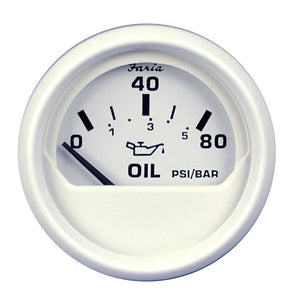 Faria Dress White 2" Oil Pressure Gauge (80 PSI) [13102] - BuoyMart.com  Gauges Faria Beede Instruments