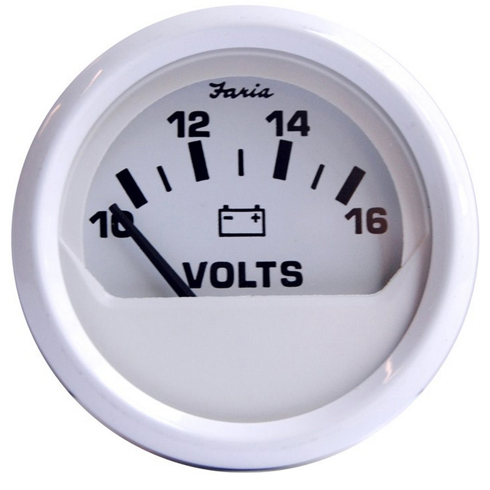 Faria Dress White 2" Voltmeter (10-16 VDC) [13120] - BuoyMart.com  Gauges Faria Beede Instruments