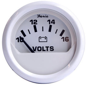 Faria Dress White 2" Voltmeter (10-16 VDC) [13120] - BuoyMart.com  Gauges Faria Beede Instruments