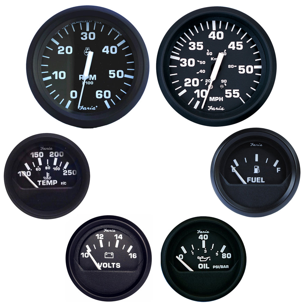 Faria Euro Black Boxed Set - Inboard Motors [KT9799] - BuoyMart.com  Gauges Faria Beede Instruments
