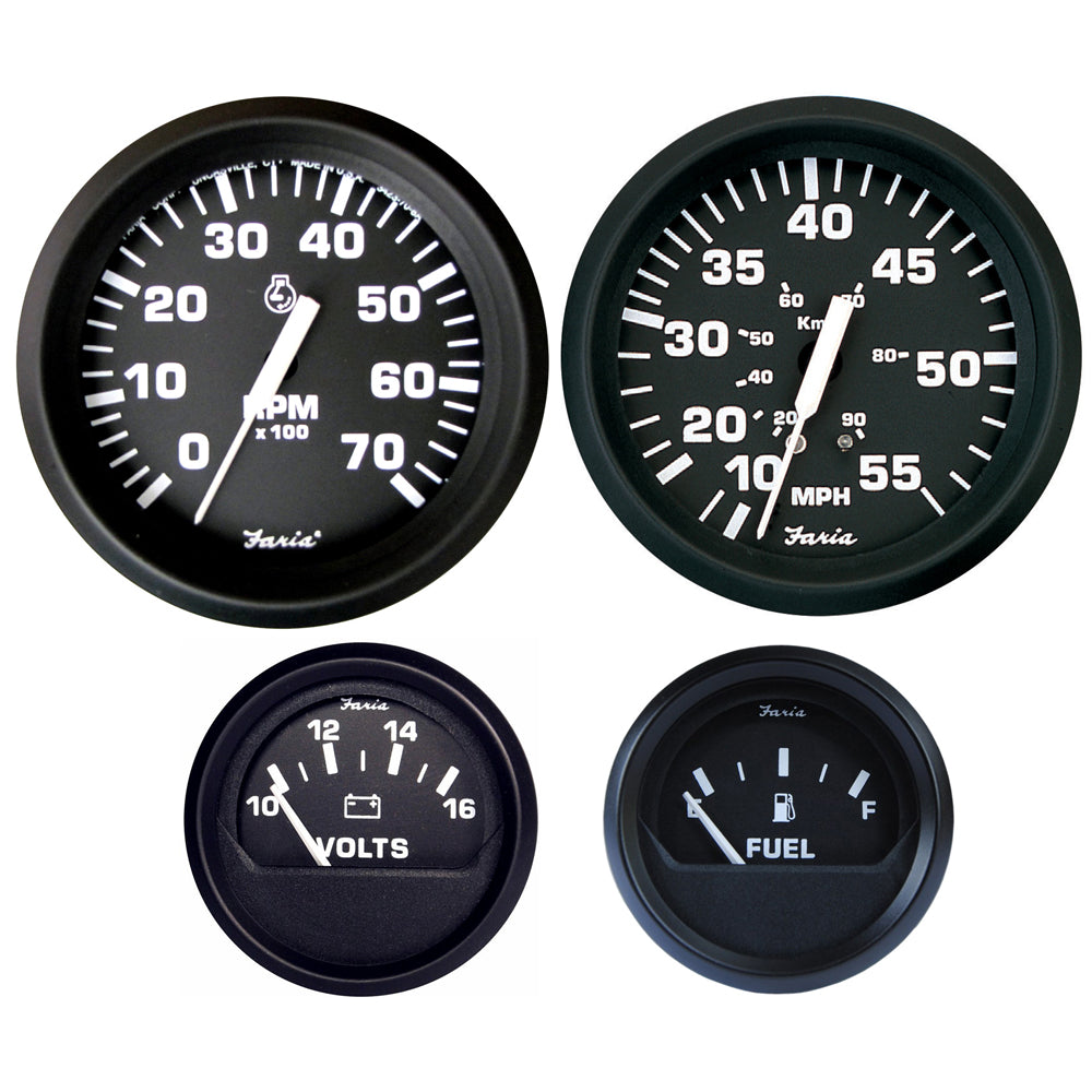 Faria Euro Black Boxed Set - Outboard Motors [KT9796] - BuoyMart.com  Gauges Faria Beede Instruments