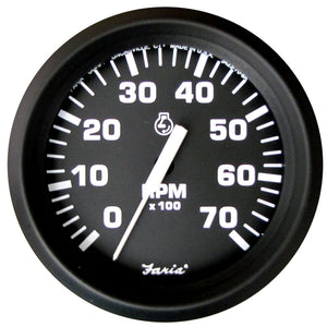 Faria Euro Black 4" Tachometer - 7,000 RPM (Gas - All Outboard) [32805] - BuoyMart.com  Gauges Faria Beede Instruments