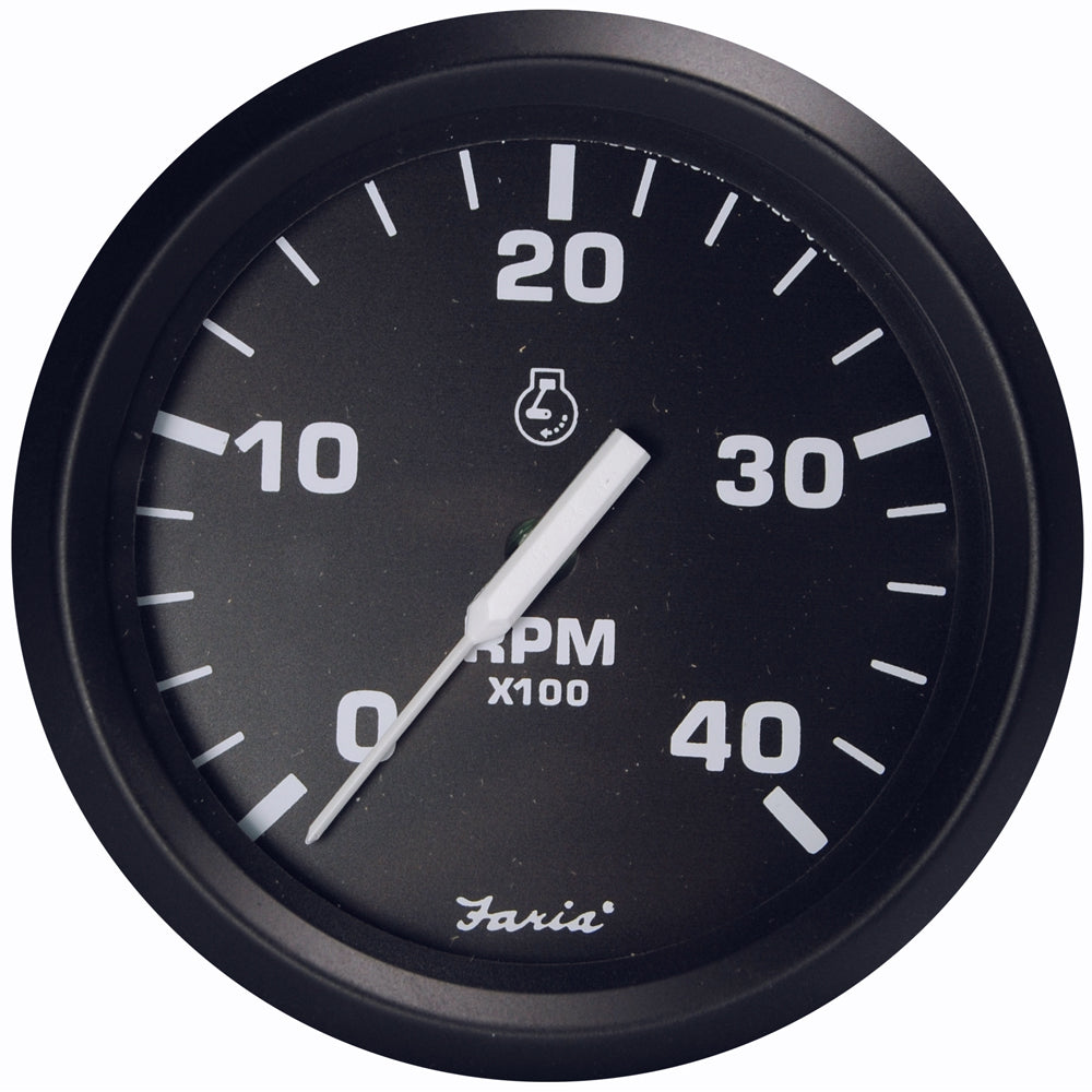 Faria Euro Black 4" Tachometer - 4000 RPM (Diesel - Magnetic Pick-Up) [32803] - BuoyMart.com  Gauges Faria Beede Instruments