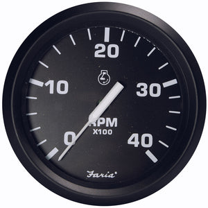 Faria Euro Black 4" Tachometer - 4000 RPM (Diesel - Magnetic Pick-Up) [32803] - BuoyMart.com  Gauges Faria Beede Instruments