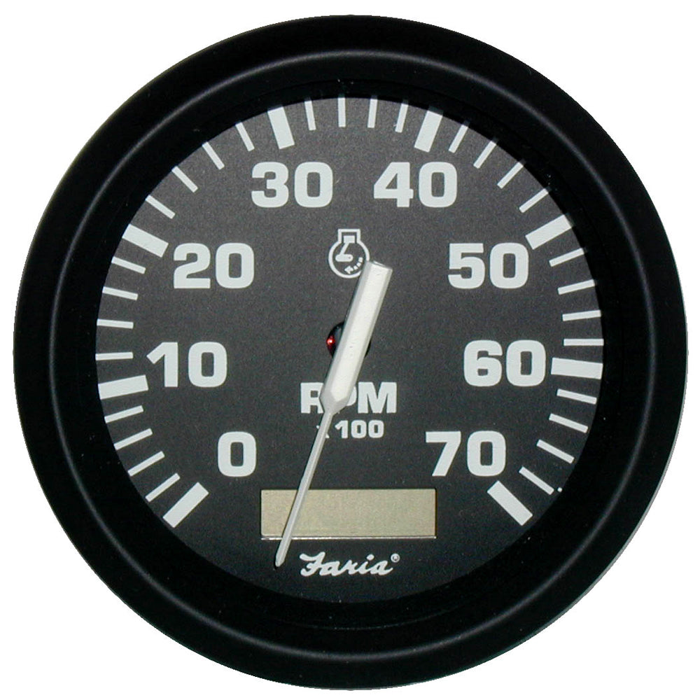 Faria Euro Black 4" Tachometer w/Hourmeter - 7,000 RPM (Gas - Outboard) [32840] - BuoyMart.com  Gauges Faria Beede Instruments