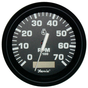 Faria Euro Black 4" Tachometer w/Hourmeter - 7,000 RPM (Gas - Outboard) [32840] - BuoyMart.com  Gauges Faria Beede Instruments