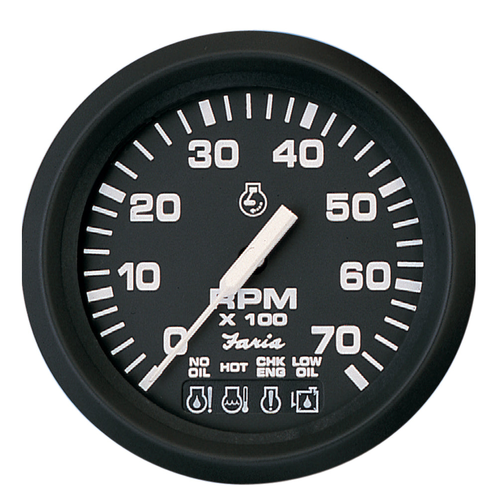 Faria Euro Black 4" Tachometer w/Systemcheck 7000 RPM (Gas) f/ Johnson / Evinrude Outboard) [32850] - BuoyMart.com  Gauges Faria Beede Instruments