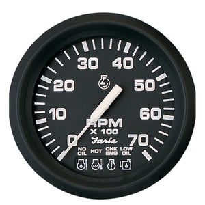 Faria Euro Black 4" Tachometer w/Systemcheck 7000 RPM (Gas) f/ Johnson / Evinrude Outboard) [32850] - BuoyMart.com  Gauges Faria Beede Instruments