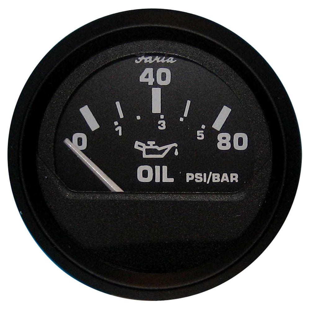 Faria Euro Black 2" Oil Pressure Gauge (80 PSI) [12803] - BuoyMart.com  Gauges Faria Beede Instruments