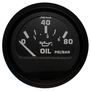 Faria Euro Black 2" Oil Pressure Gauge (80 PSI) [12803] - BuoyMart.com  Gauges Faria Beede Instruments