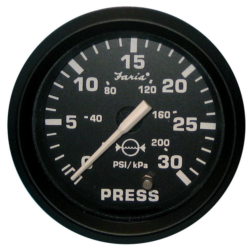 Faria Euro Black 2" Water Pressure Gauge (30 PSI) [12810] - BuoyMart.com  Gauges Faria Beede Instruments