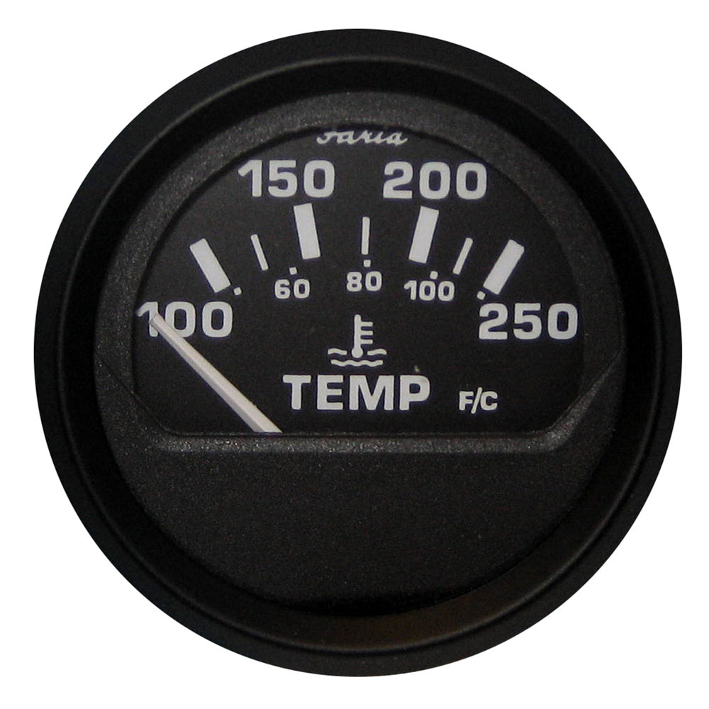 Faria Euro Black 2" Water Temperature Gauge (100-250 DegreeF) [12812] - BuoyMart.com  Gauges Faria Beede Instruments