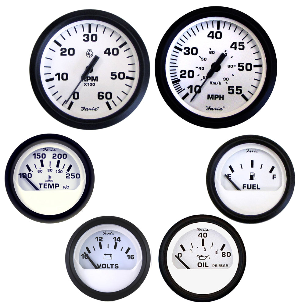 Faria Euro White Boxed Set - Inboard Motors [KT9798] - BuoyMart.com  Gauges Faria Beede Instruments