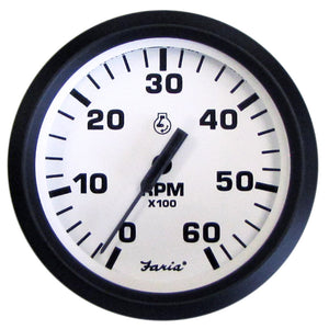 Faria Euro White 4" Tachometer - 6000 RPM (Gas) (Inboard  I/O) [32904] - BuoyMart.com  Gauges Faria Beede Instruments