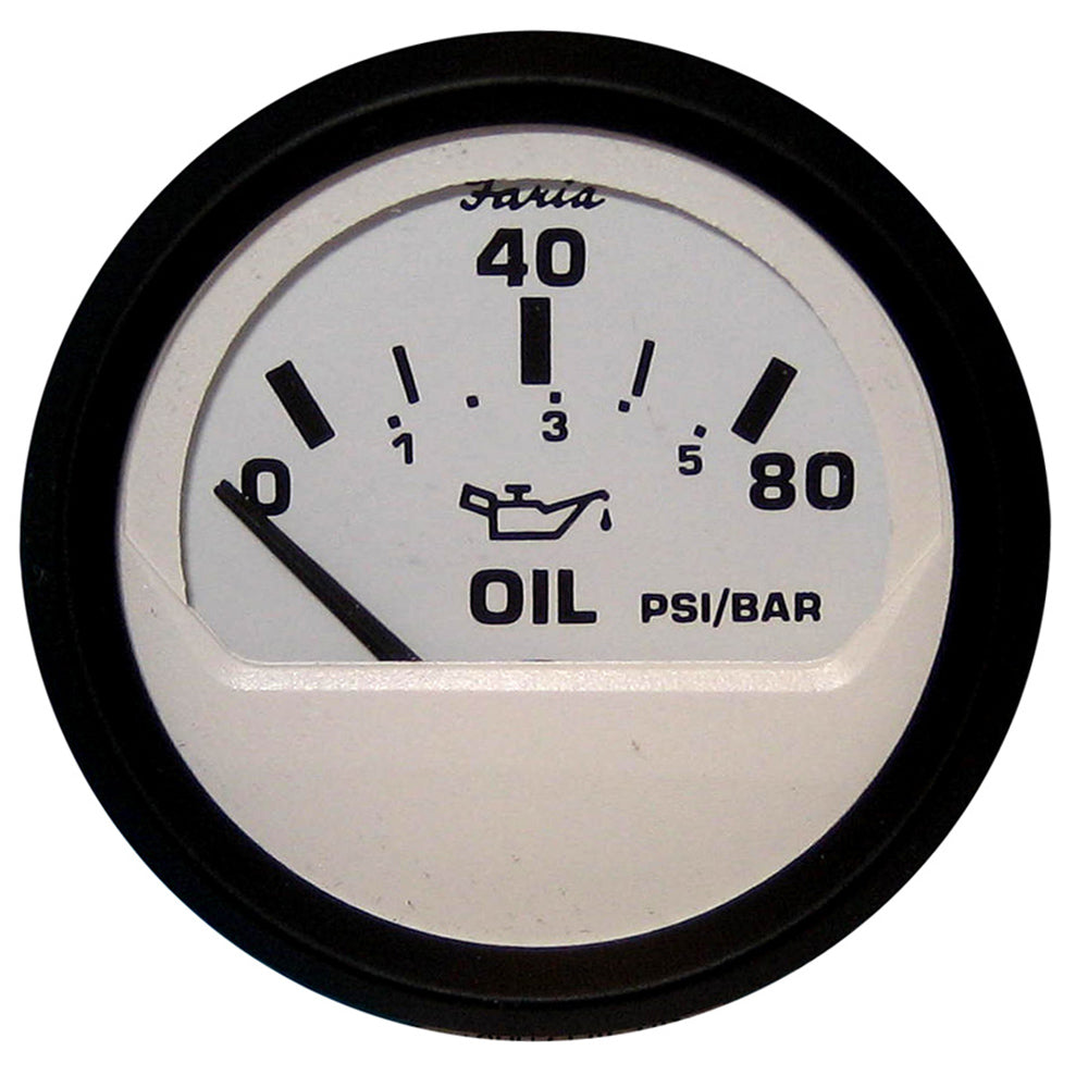 Faria Euro White 2" Oil Pressure Gauge (80 PSI) [12902] - BuoyMart.com  Gauges Faria Beede Instruments