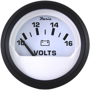 Faria Euro White 2" Voltmeter (10-16 VDC) [12911] - BuoyMart.com  Gauges Faria Beede Instruments