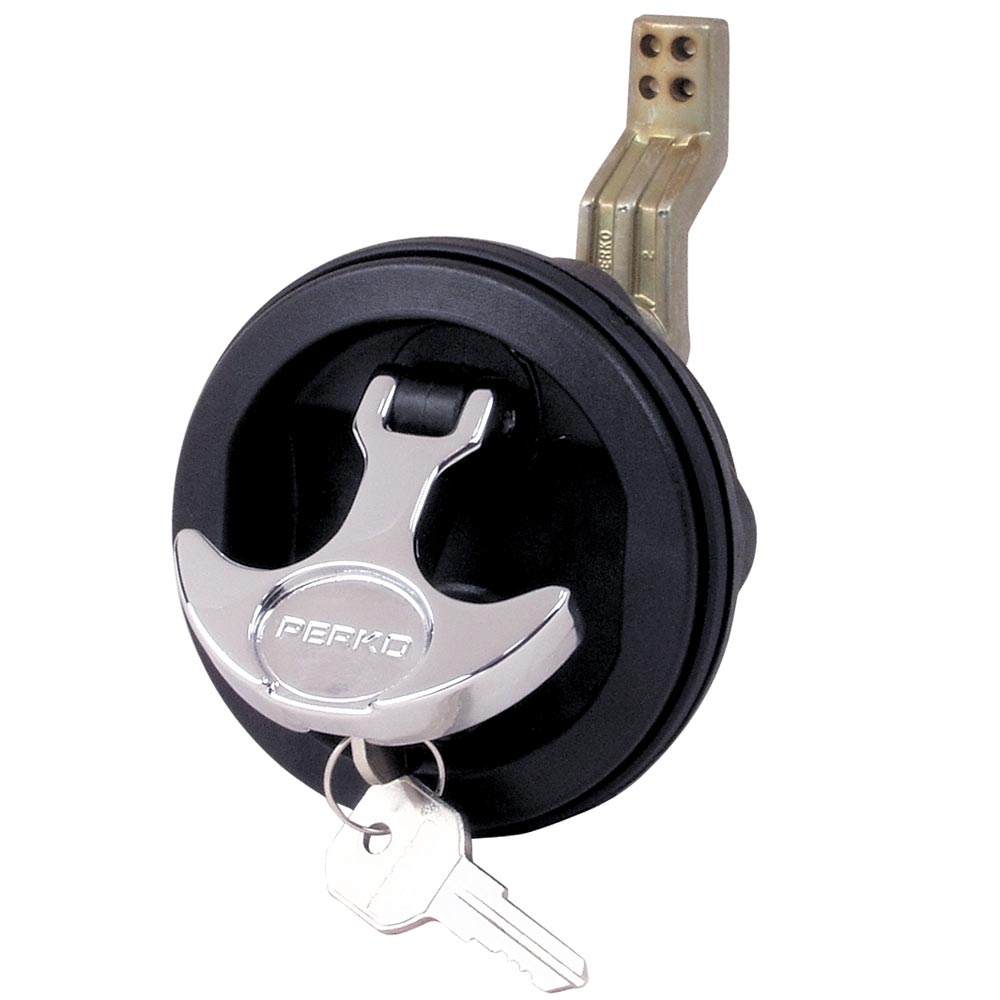 Perko Surface Mount & Latch -  Black Body, Chrome Handle, Offset Cam Bar, 3/4" - 2-3/8" [1091DP1BLK] - BuoyMart.com  Latches Perko