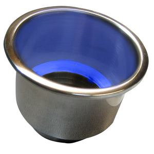 Whitecap Flush Mount Cup Holder w/Blue LED Light - Stainless Steel [S-3511BC] - BuoyMart.com  Deck / Galley Whitecap